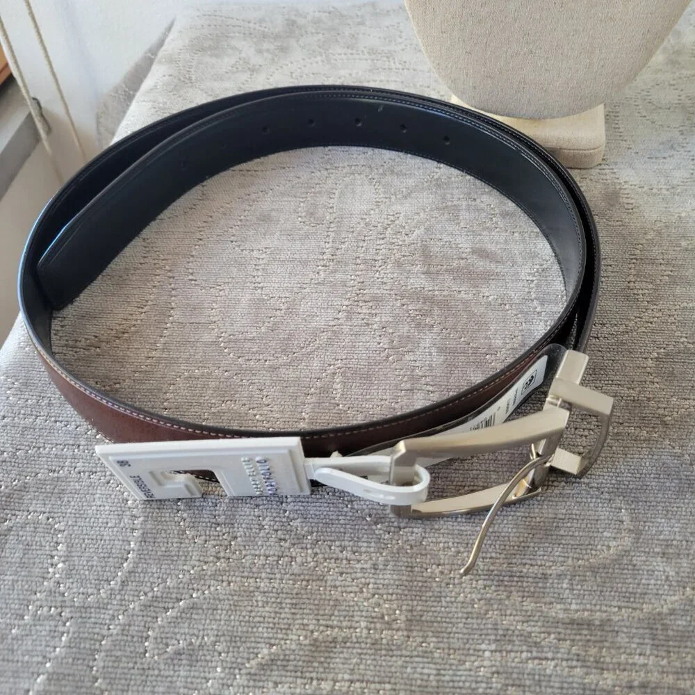 NWT – Perry Ellis Men’s Portfolio Reversible Leather Dress Belt (Size: 38)